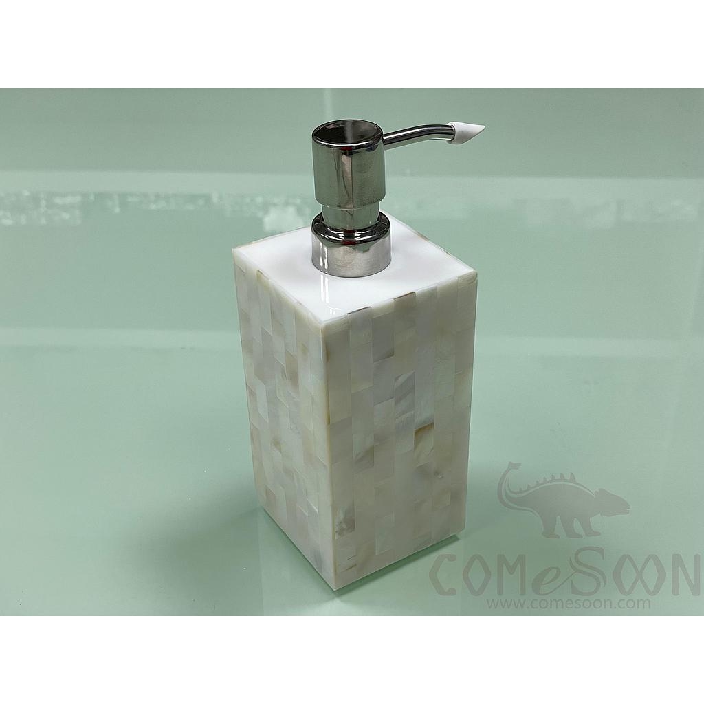 Z1-Square Small White Shell Emulsion Bottle,Resin+Natural Shell,72*72*138/192Mm