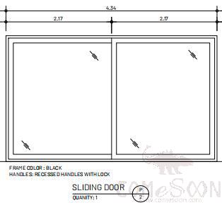 Aluminum sliding door, Black, 4340*2600mm