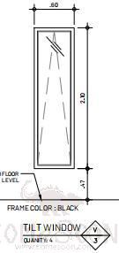 Aluminum opening window, Black, 600*2100mm