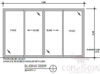 Aluminum sliding door, Black, 4000*2400mm