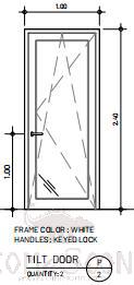 Aluminum opening window, White, 1000*2400mm