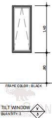 Aluminum opening window, Black, 600*1400mm