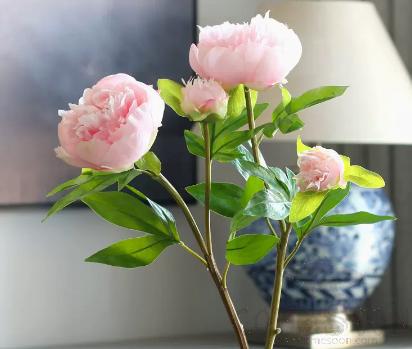 2PCS Simulated Peony Flower Decoration,Pink