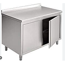 SS cabinet with 3 shelves and splashback, 420*700*910+80mm, With Lock