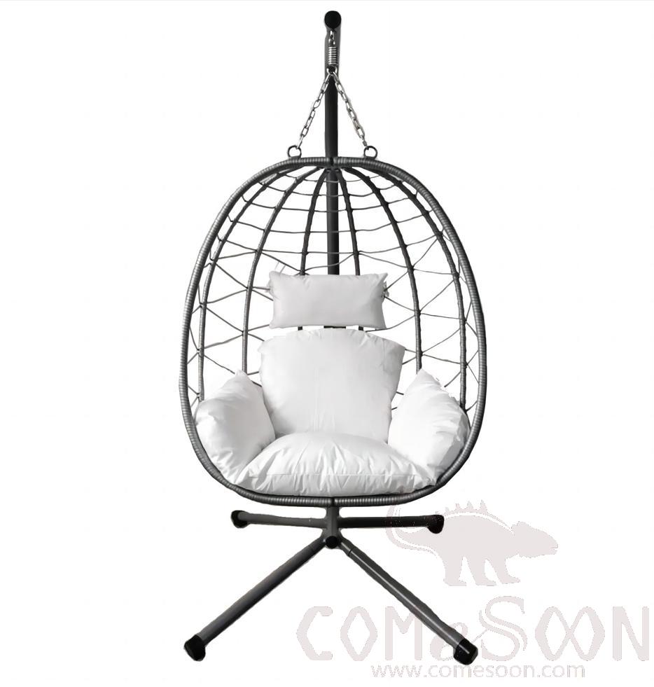 Folding Pe Rattan Iron Hanging Chair,Iron ,90*67*110cm