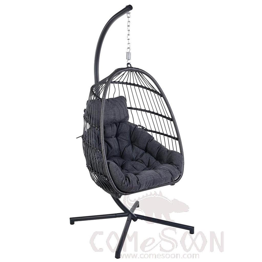Folding Pe Rattan Iron Hanging Chair,Iron ,77*65*115cm