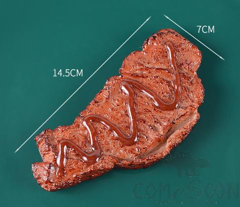 Simulation Tableware Model--Brassed Steak,PVC,14.5*7cm