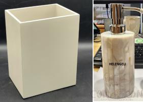 Helengeli Dust Bins With Acrylic Liners, Resin+White Shell, 30*25*21cm
