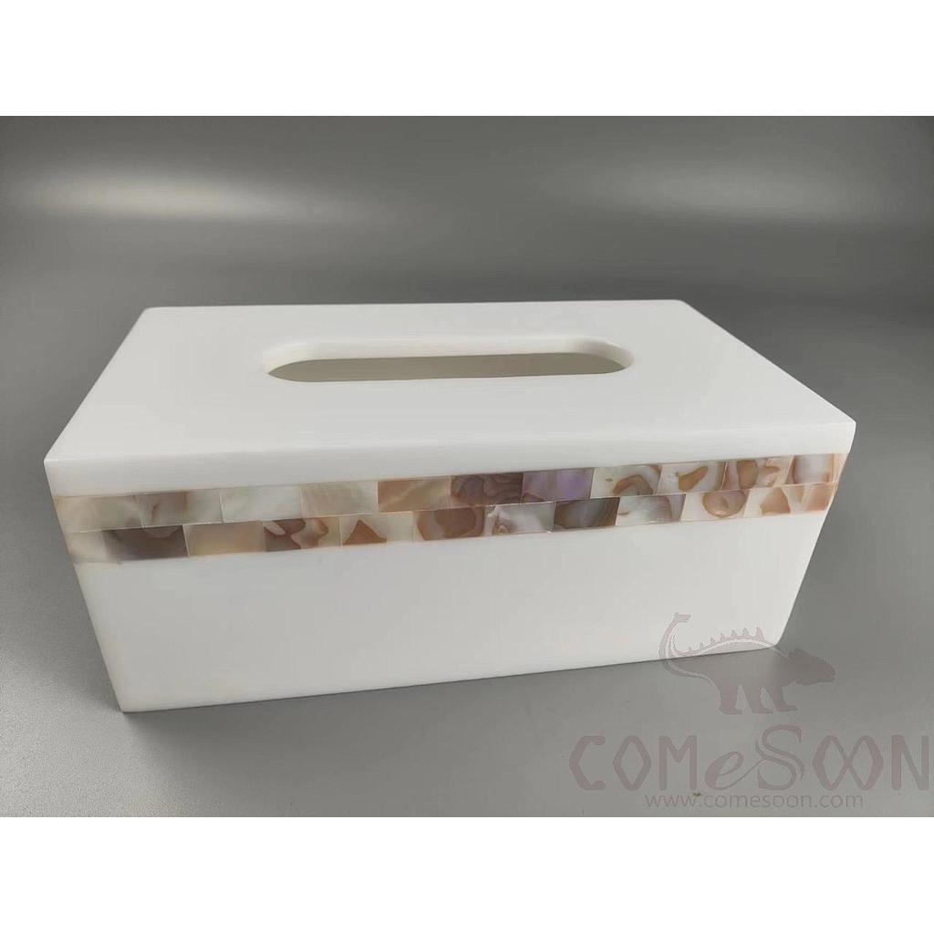 Sangeli Rectangular Tissue Boxes, Resin+Flower  Shell, 13*25.6*9cm