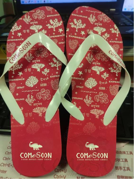 Red Flip-Flops, PE Bottom + PVC Surface