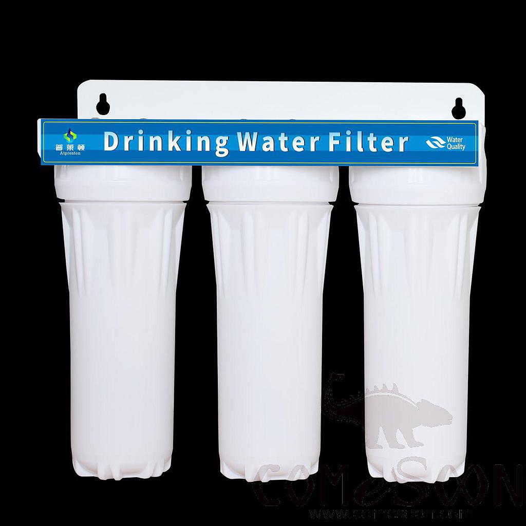 Three-Stage Piped Water Purifier, 10 Inches, 370 * 130 * 320mm, 300 - 500L/H