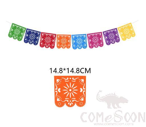 Day of the Dead Theme Party Flower Pull Bunting,Felt Cloth,14.8*14.8cm