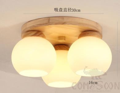 Wooden Glass Ceiling Light Without Bulb