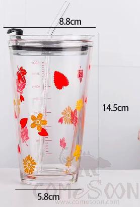 Straw Mug, D8.8 * D5.8 * H14.5cm, Maple Leaf Scale Style
