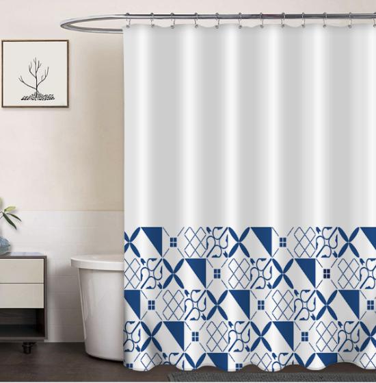 Clothprintedshowercurtain
Blueandwhitetiles
