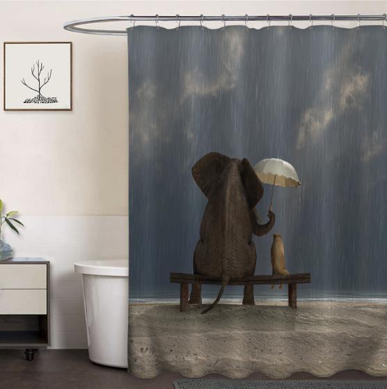 Clothprintedshowercurtain
Elephantintherain
