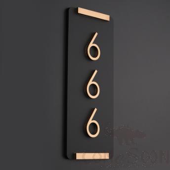 Door Number, Acrylic, Gold-Rimmed Model Vertical，
24*10Cm