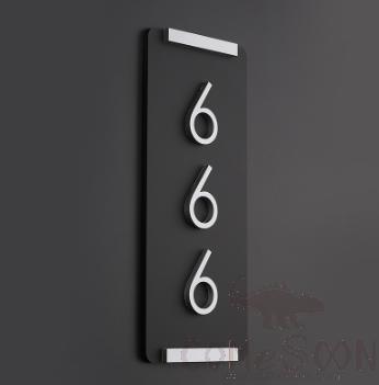 Door Number, Acrylic, Silver Edge Model Vertical，
24*10Cm