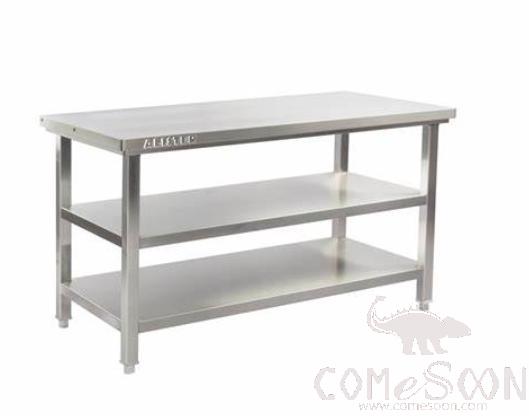 SS work table with under 2 shelves, 1400*600*850mm