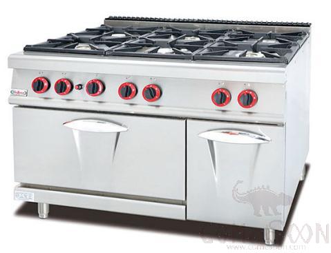 Stainless Steel Gas Range With 6-burner And The Oven Below（201SUS）, 1200*900*920mm