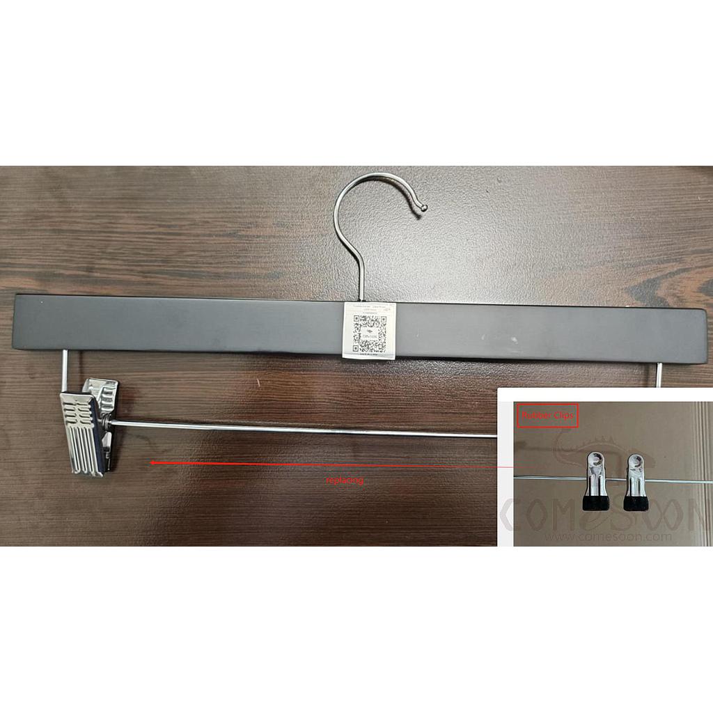 Trousers Hanger (Rubber Clips)，Lotus Wood，L350*12mm