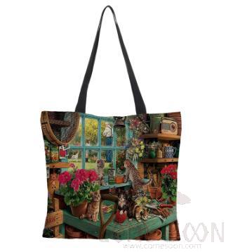 Oil Painted Cat  Bag, Mao -63