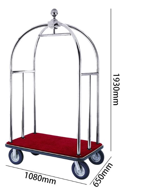 Lobby Luggage Cart, 304 Stainless Steel, L108*W65*H193cm Lobby Luggage Trolley