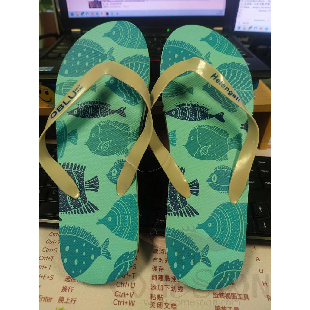 Male Blue Flip-Flops, Pe Bottom + Pvc Surface，Size 44