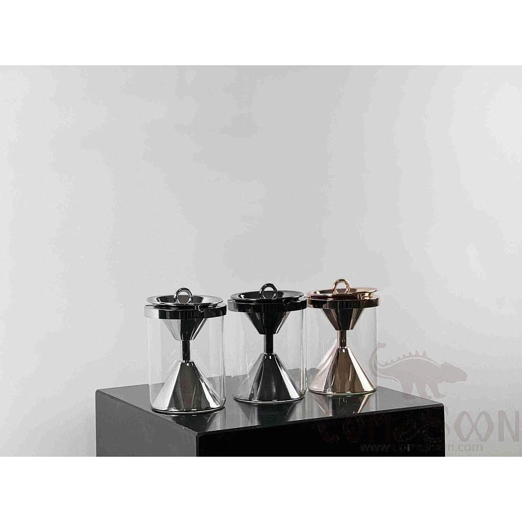 Hourglass Ashtray Gunmetal，Glass，L110*W110*H140mm