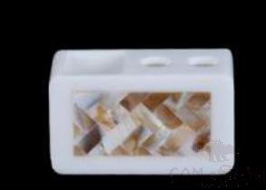 W1-White bright woven flower shell double-sided toothbrush holder, Resin+shell, 119*58*70mm