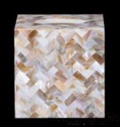 W2-White bright woven flower shell paper tissue box, Resin+shell, 135*135*136mm