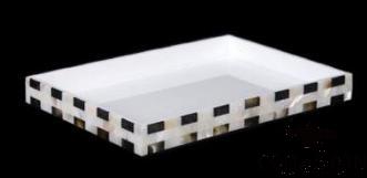B1-Black butterfly edge and white pearl water shell Small tray, Resin+shell, 262*182*30mm