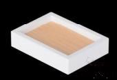White matte lacquered wood grain soap dish, Resin+shell, 110*80*25mm