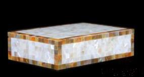 Yellow butterfly edge white shell clamshell amenities box, Resin+shell, 243*177*66mm