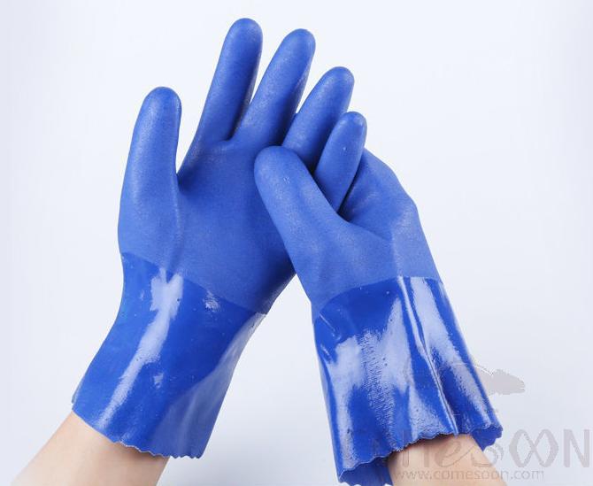 Industrial Frosted Oil Resistant Gloves, Pvc, Size Xl
