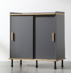 Cabinet, E1 MDF 18mm; oak leather, spray paint, solid wood handle, spray iron feet
, 40*78*85cm