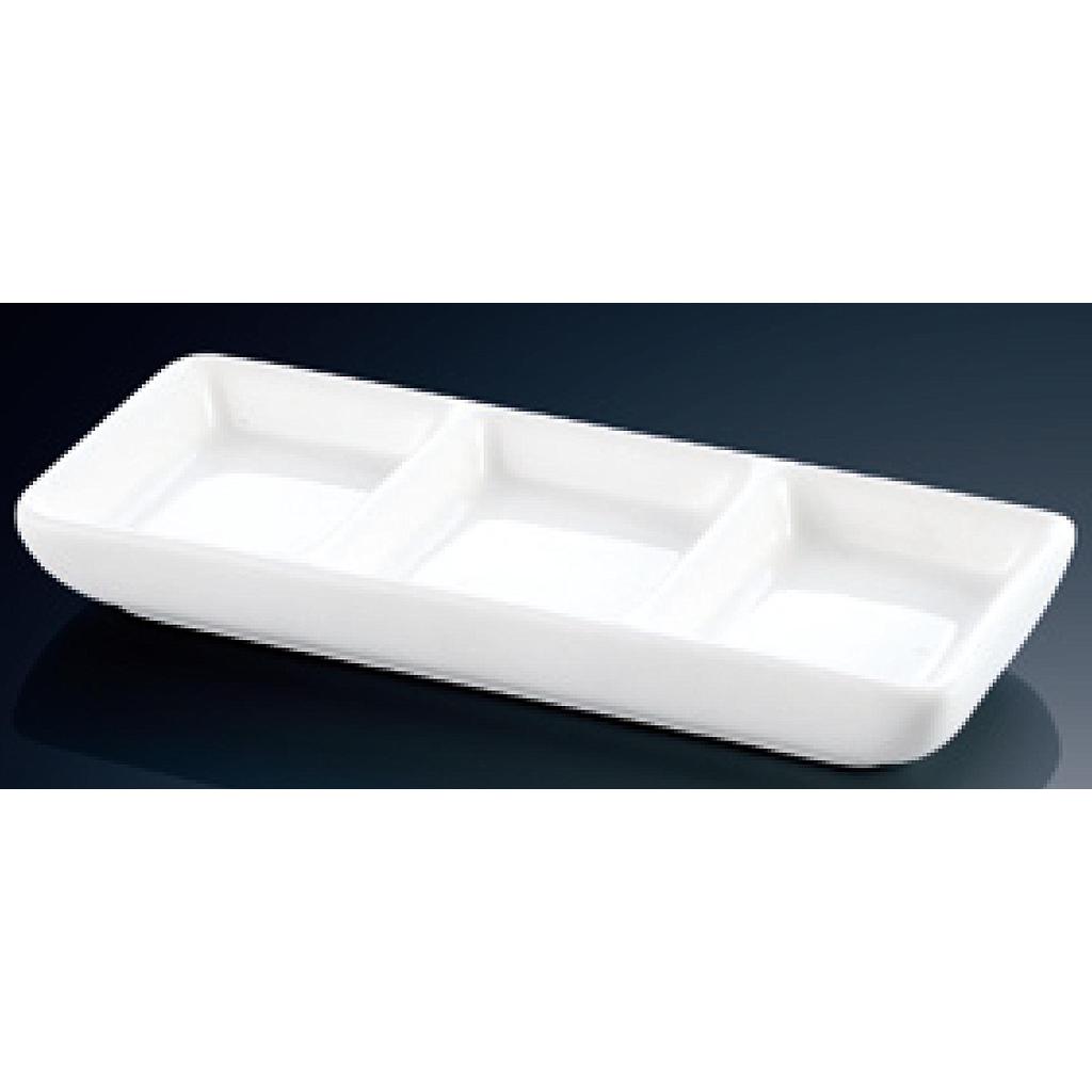 YY Series- Sauce Dish 6&quot; Rectangle  Three Compartment
