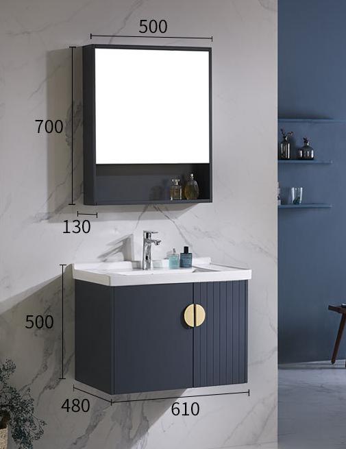 Bathroom cabinet, plywood, W/ mirror and basin, 610 * 480 * 500mm