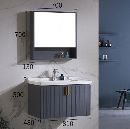 Bathroom cabinet - plywood W/ mirror and basin, 810 * 480 * 500mm