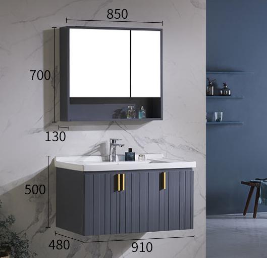 Bathroom cabinet - plywood W/ mirror and basin, 910 * 480 * 500mm