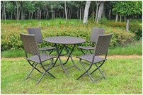 SET8384 folding rattan dining table chair