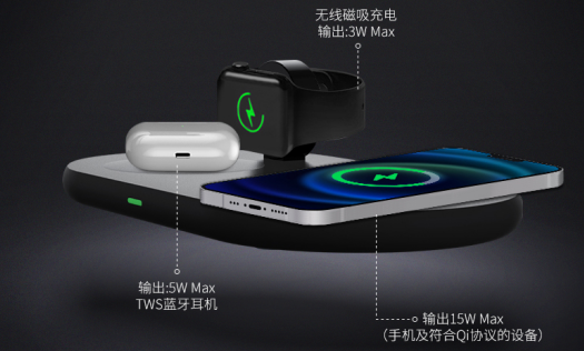 G602 three in one wireless charger (mobile phone 15W + headset 5W + Watch 3W)