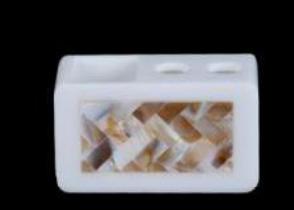 W1-White bright woven flower shell double-sided toothbrush holder