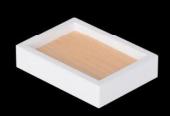White matte lacquered wood grain soap dish