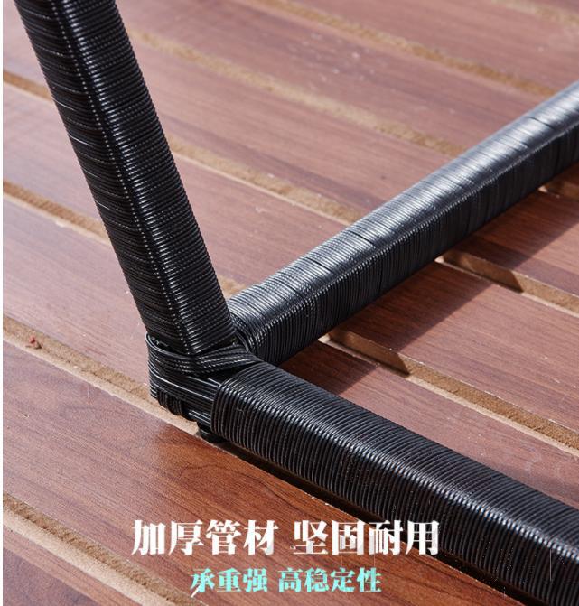 Outdoor table and chair,thick iron pipe + PE rattan+metal frame +tempered glass,,73*73*65cm
