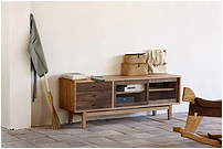 Push door log TV cabinet