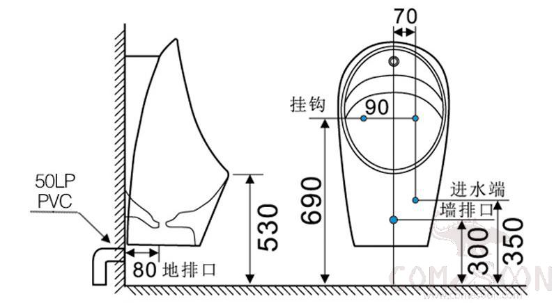 Inductive hanging urinal