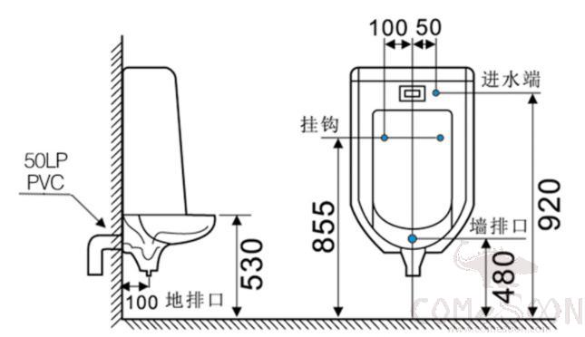 Inductive hanging urinal