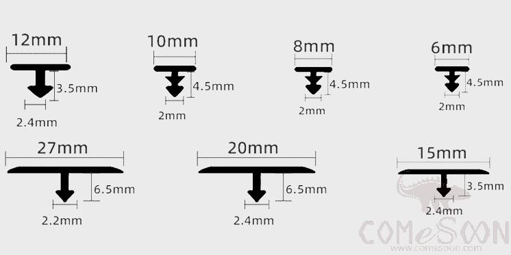 Aluminum T-shaped decorative strip, 33mm, Sand Silver