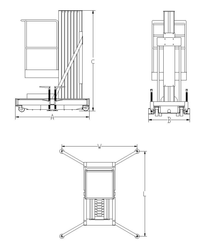 Lifting Platform, Single Column 6m, Aluminum Alloy